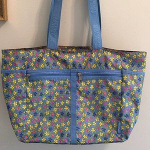 American Tourister Travel Bag Purse Handbag Carrier Duffle Blue Floral Pink